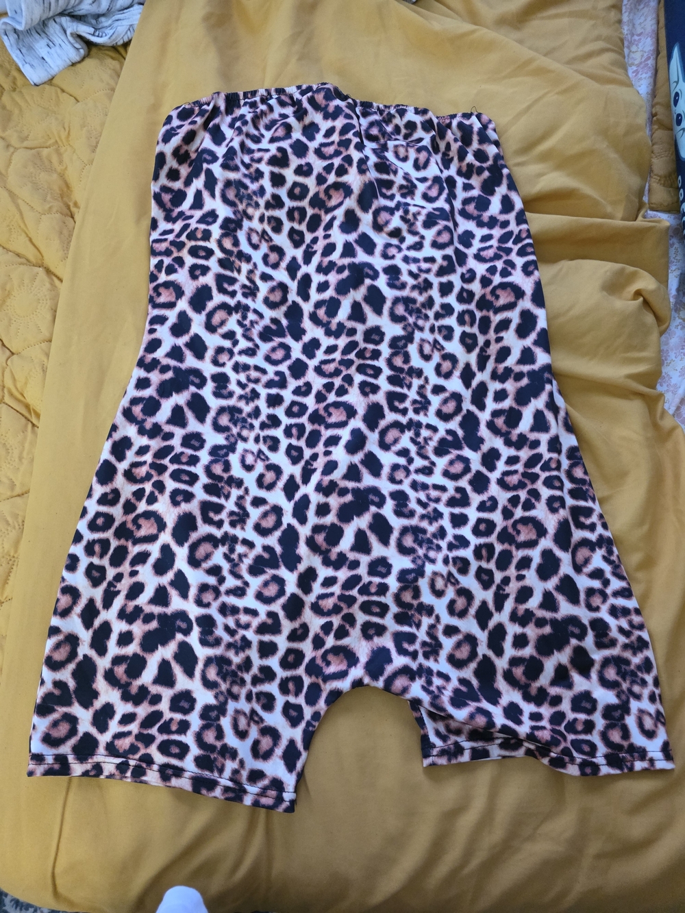 Leopard Print Strapless Romper - Pink/Black